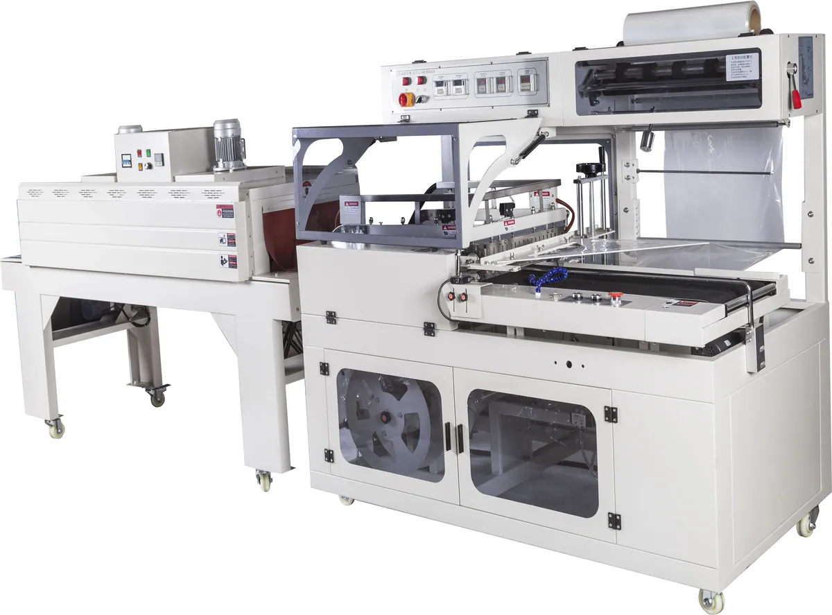 450L Automatic Edge Sealing Machine & BS4020 Hot Air Circulation Shrinking Machine